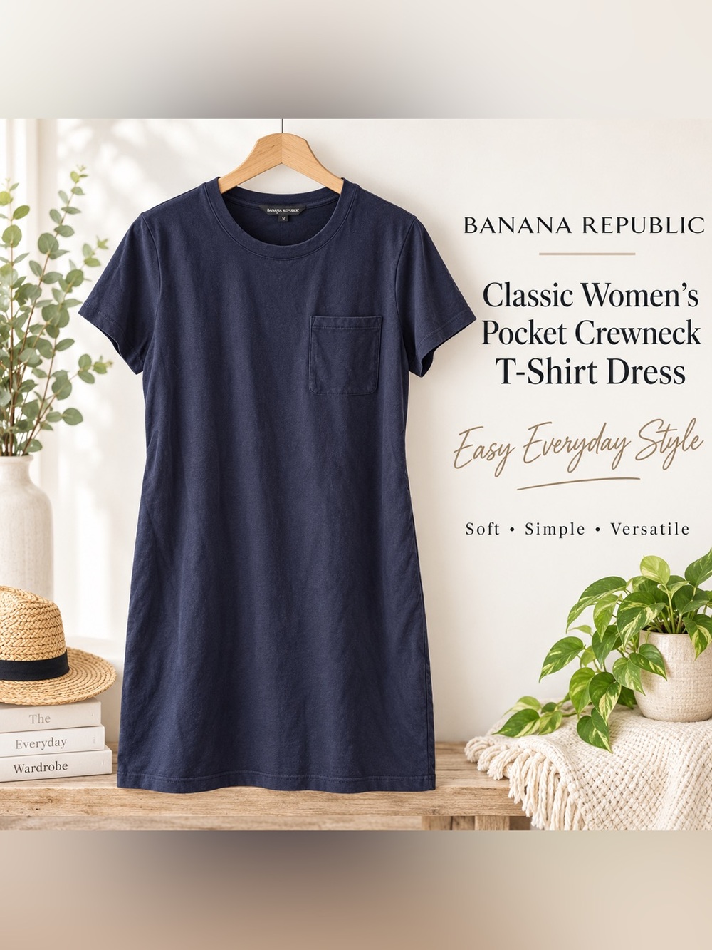 Classic Women’s Pocket Crewneck T-Shirt Dress